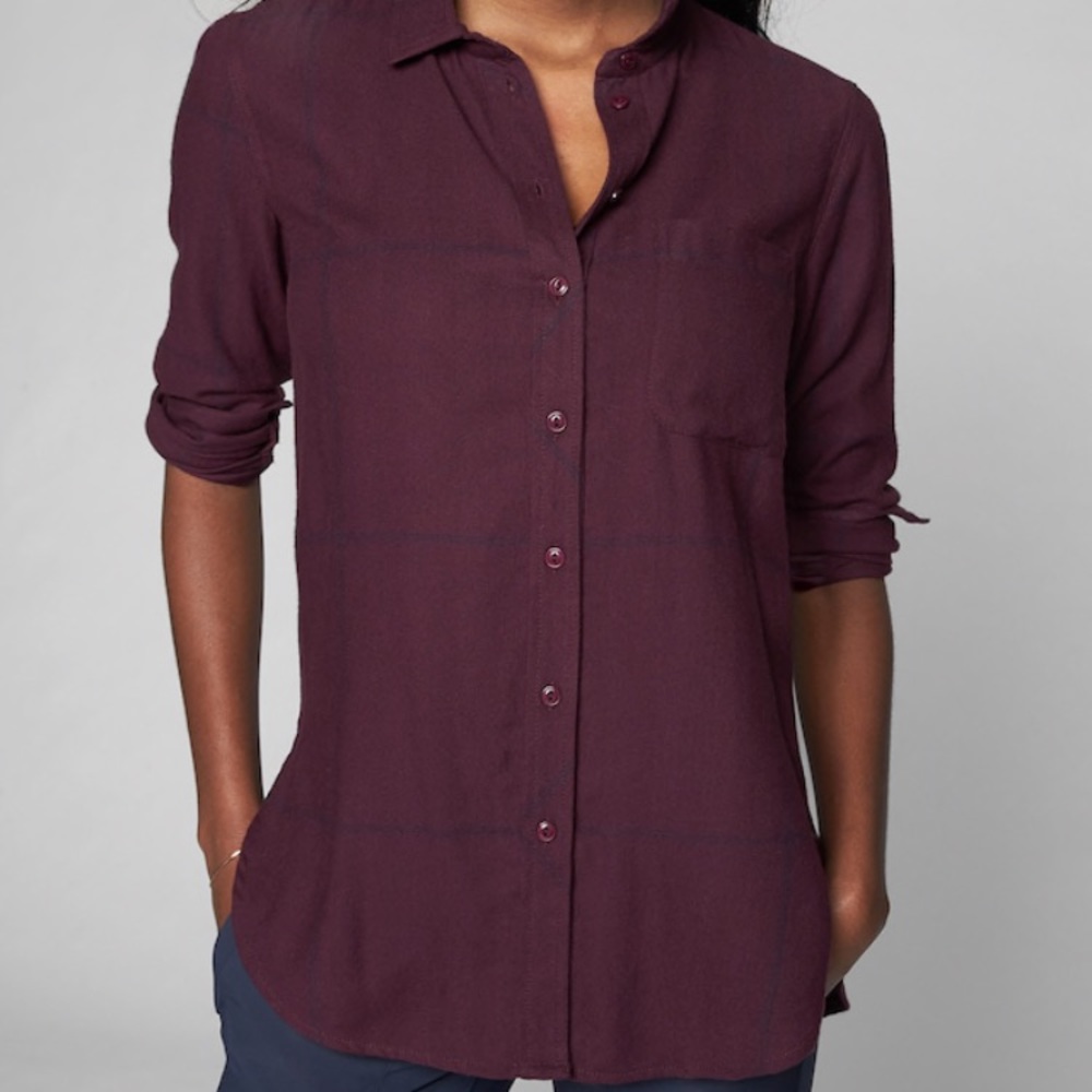 Athleta Heat Gen Flannel XSP NWT Cassis
